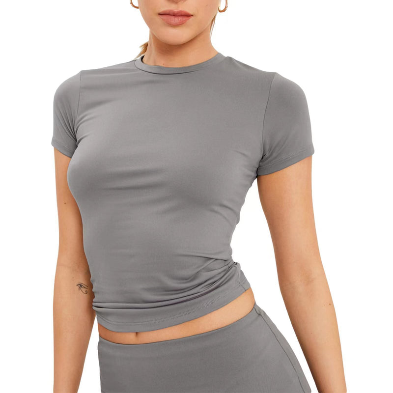 Solid Color Slim Short Sleeve T Shirt GYSM W0541