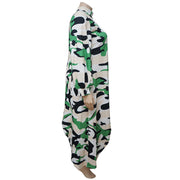 Plus Size Print Irregular Long Sleeve Long Dress NNWF 7084
