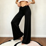 Solid Color Wide Leg Knits Pants GPKJ MR50455