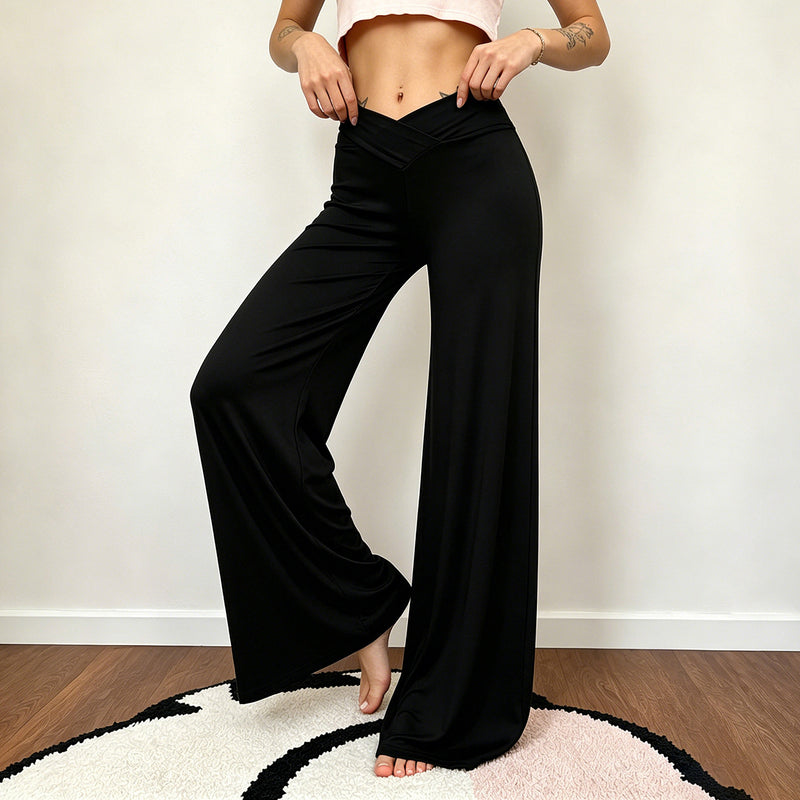Solid Color Wide Leg Knits Pants GPKJ MR50455