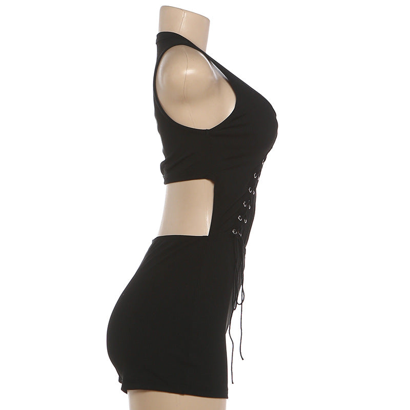 Sexy Irregular Bandage Romper DLSF K6Q07241A