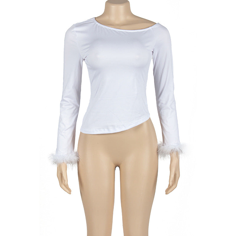 Solid Patchwork Long Sleeve T Shirt GAXB A229TP