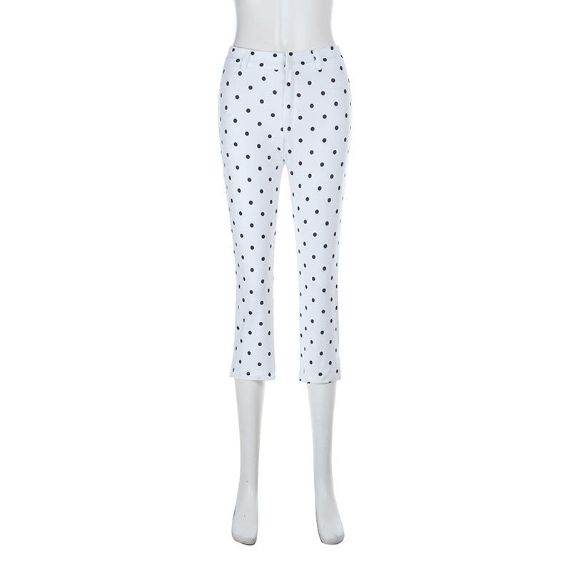 Polka Dots Print Sport Seventh Pants SUM JY26051PFO