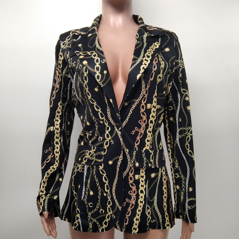 Casual Print Long Sleeve Blazer XMY 9393