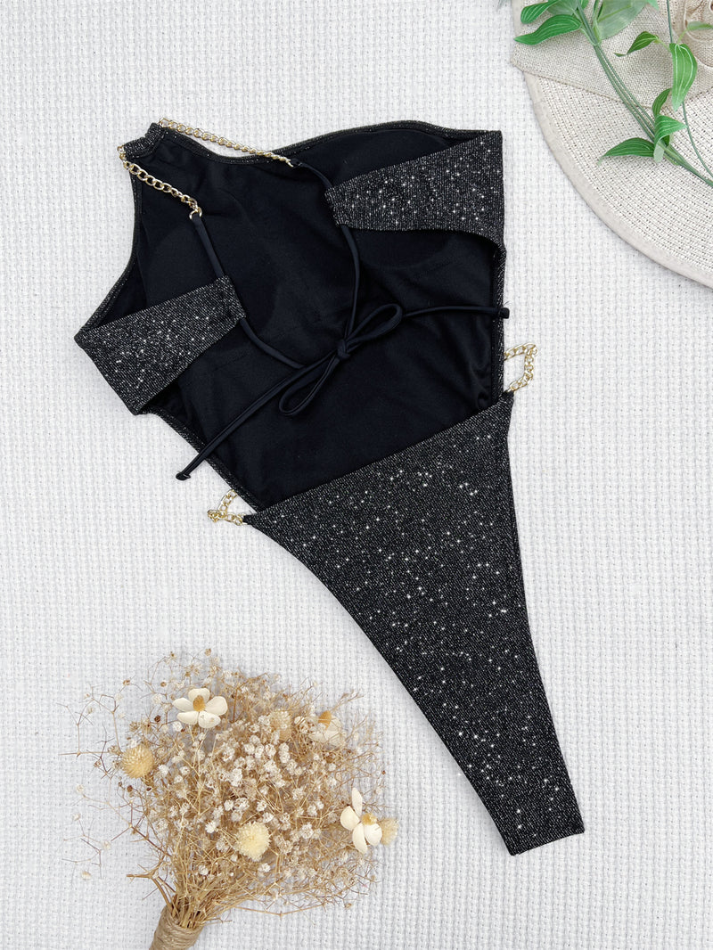 Sexy Slash Shoulder Backless One Piece Swimsuit CASF 6517