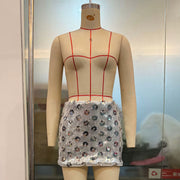 Pink Floral Sequin Mini Skirt GOLB SU4260