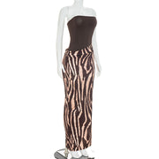 Leopard Print Patchwork Tube Top Dress GSZM C26DS269