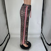 Leopard Print Patchwork Stripe Pants QXLB 10115