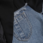 Irregular Patchwork Contrast Color Denim Blazer Coats GYLN 0281