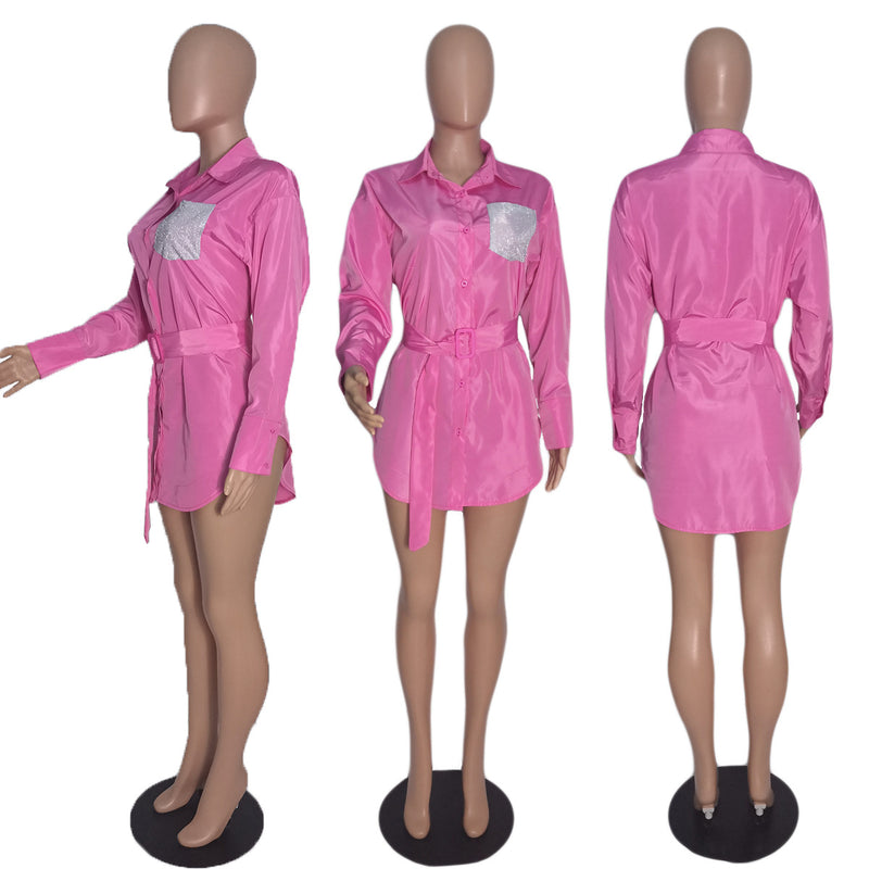 Casual Long Sleeve Sashes Shirt GCNF 0008