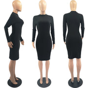 Solid Long Sleeve Bodycon Dress FOSF 8095
