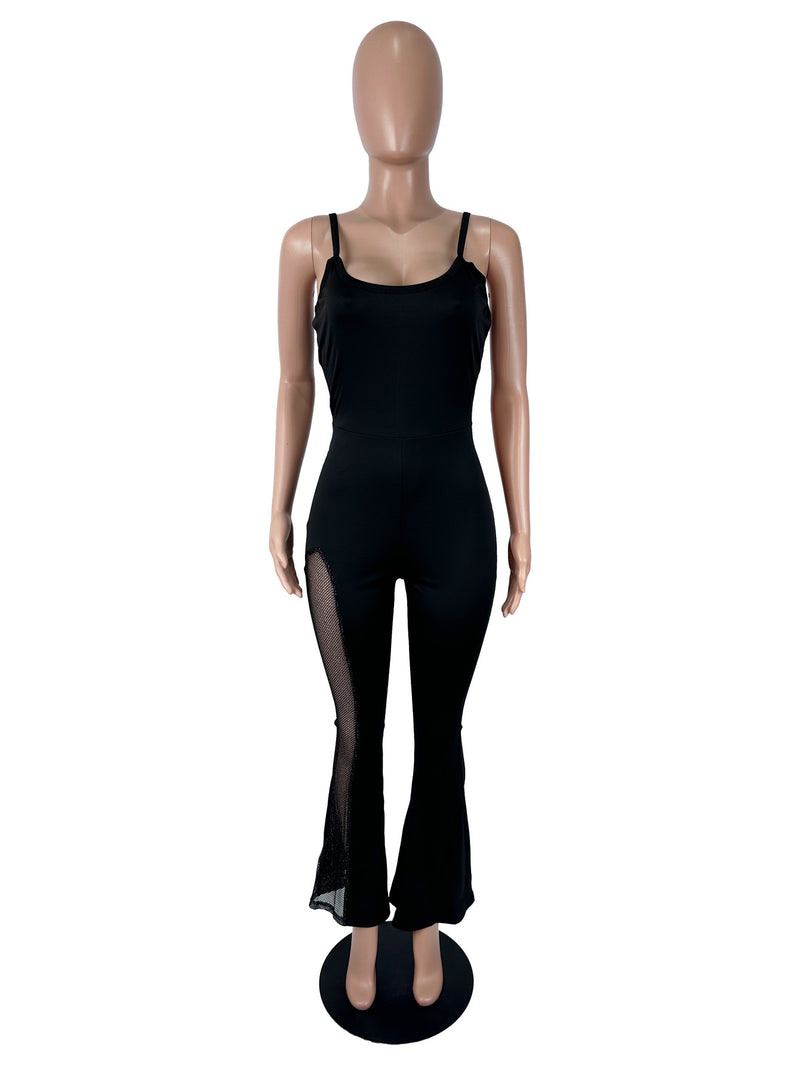 Mesh Patchwork Backless Jumpsuit SHD 8112