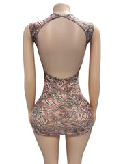 Print Backless Sleeveless Mini Dress GFCF 1458