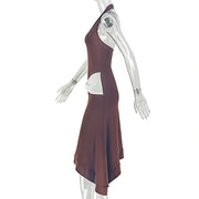Color Block Ruched Sleeveless Maxi Dress GJYO JD305681