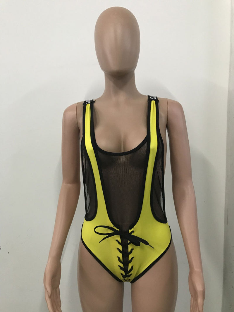 Plus Size Sexy Mesh Patchwork One Piece Swimsuit LSD 8094