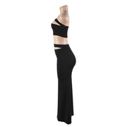 Solid Color Wrap Chest And Long Skirts 2 Piece Set GAXB A493ST