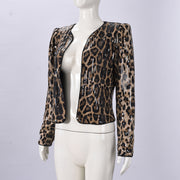 Leopard Print Sequin Long Sleeve Coats GFRT 51944TBD