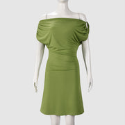 One Shoulder Solid Color Mini Dress GFRT 42135DBG