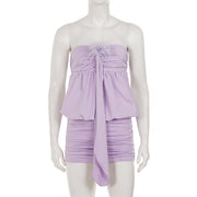 Solid Color Feather Patchwork Mini Dress GPKJ MR48722