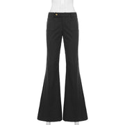 Low Waist Metal Buckle Flare Pants GPKJ MR49498
