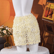 3D Flowers Solid Color Mini Skirt GNZD 32810