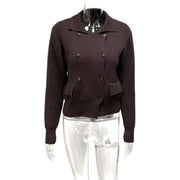 Double breasted Lapel Collar Knit Cardigan Coats GQNF Y00269CM