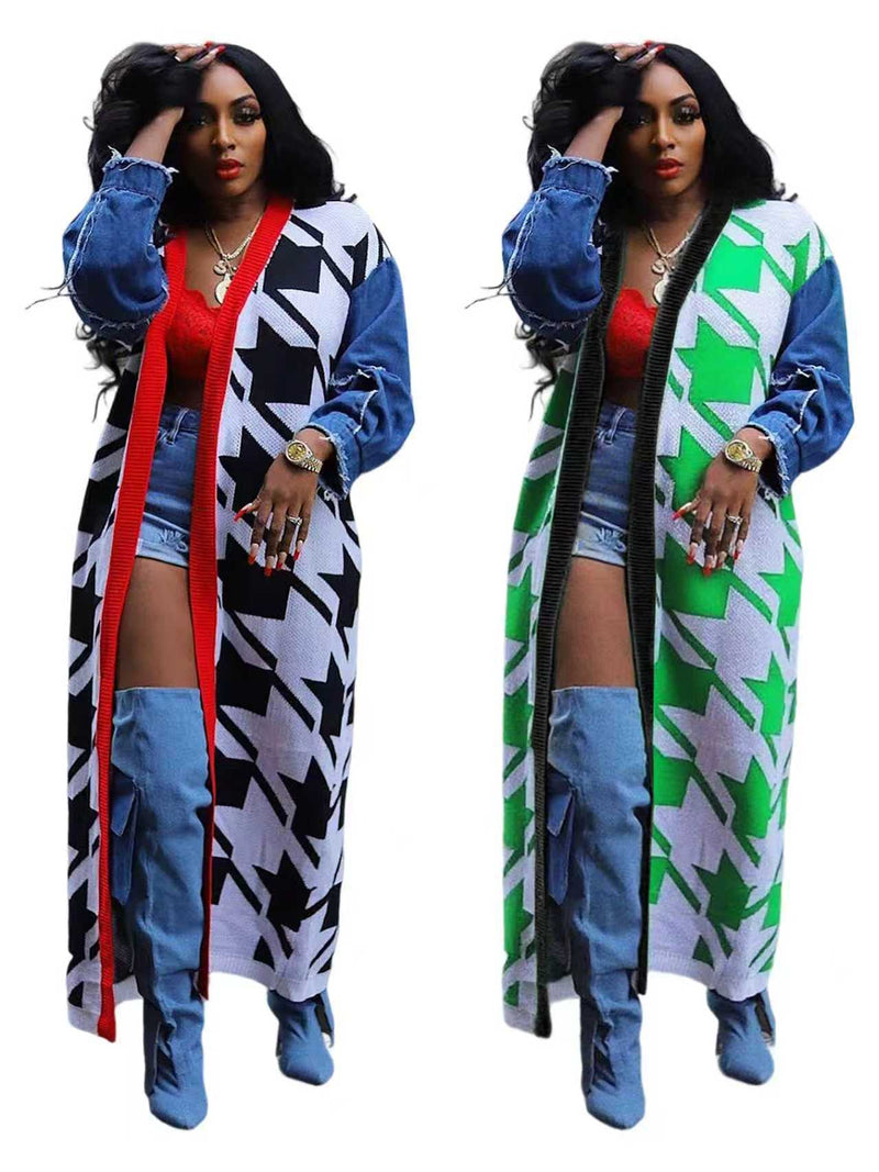 Patchwork Cardigan Double Layer Thickened Sweater Jacket OD 8698
