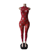 Mesh Hot Stamping Sleeveless Jumpsuit MEM 88713