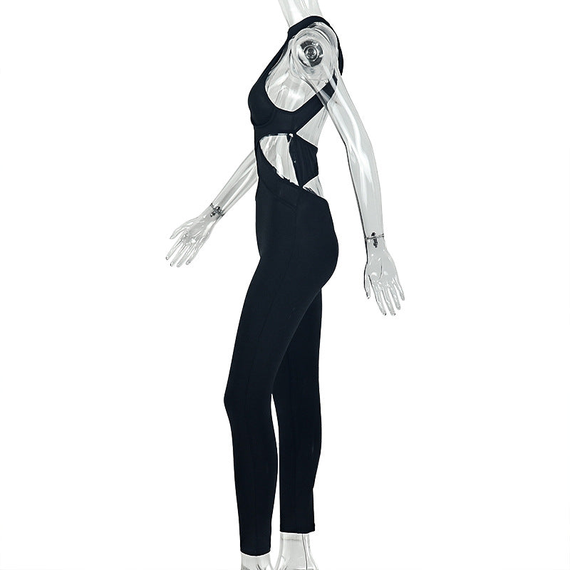 Sexy Hollow Out Backless Jumpsuit GJYO JP006355