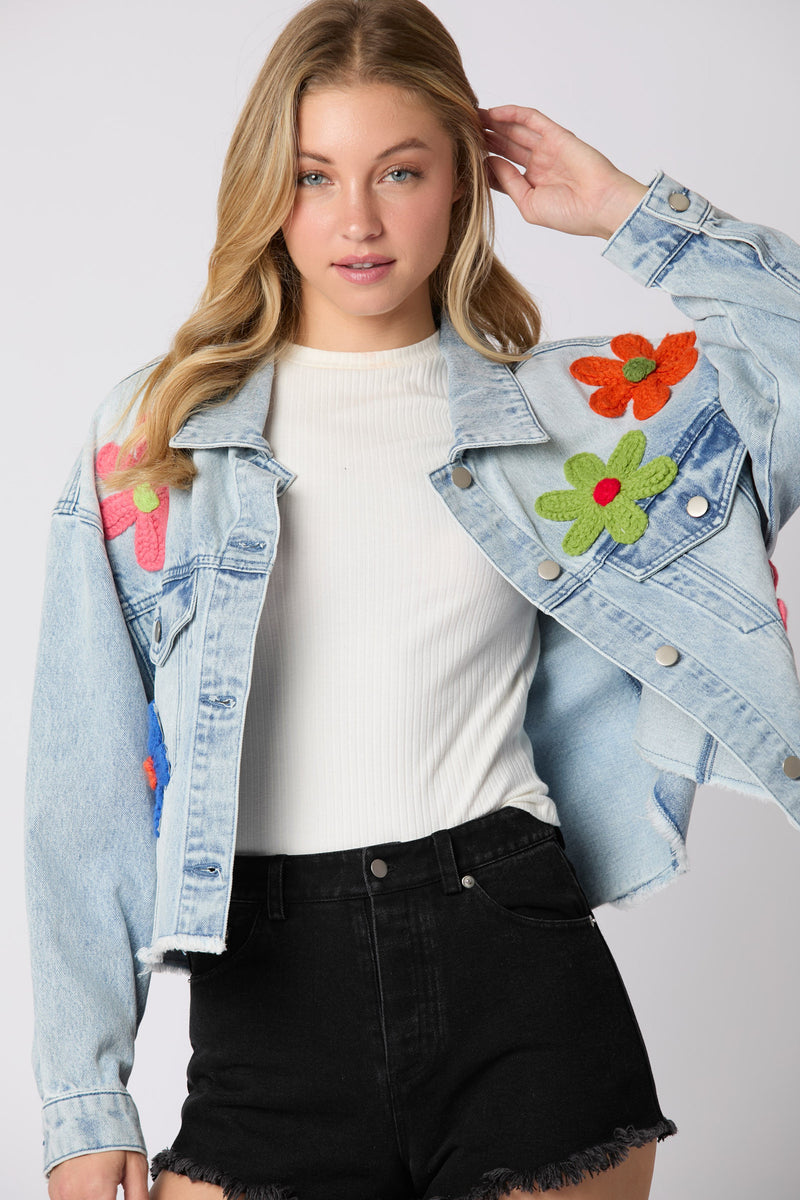 Long Sleeve Print Denim Jacket GMYT 309