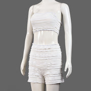 Solid Color Wrap Chest Tops Shorts 2 Piece Set GFRT 42023SBG