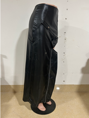 PU Leather Metal Zipper Sexy Split Half body Skirt YNSF 2679