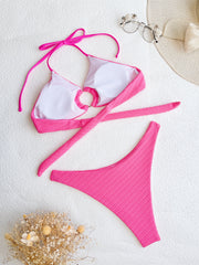 Solid Sexy Lace Up Swimsuit 2 Piece Set CASF 6545