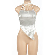 Solid Color Halter Irregular Tops GAXB W047TP