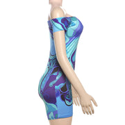 One Shoulder Print Tight Romper XEF K25Q72563
