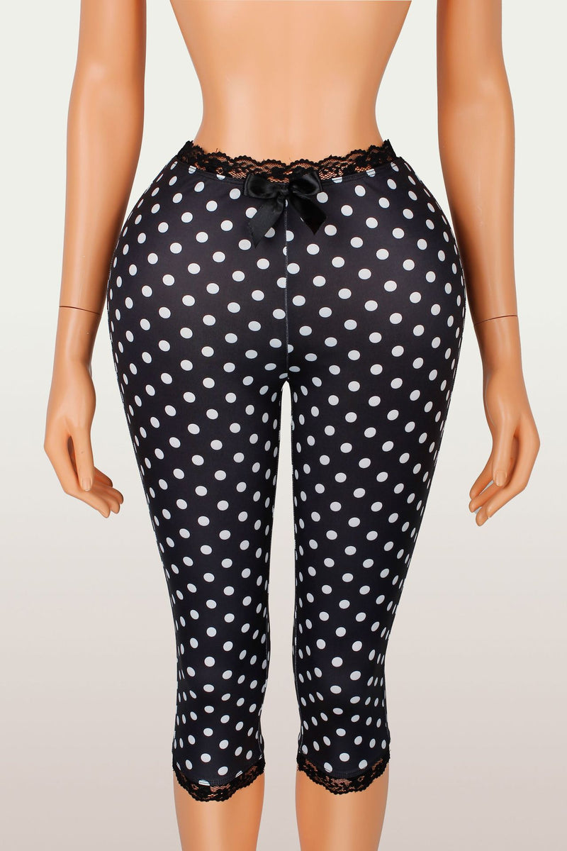 Bow Printed Polka Dot Seventh Pants YWXS K26L2421