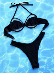 Sexy Soilid Color Tie Up Bikinis 2 Piece Set CSYZ D261K