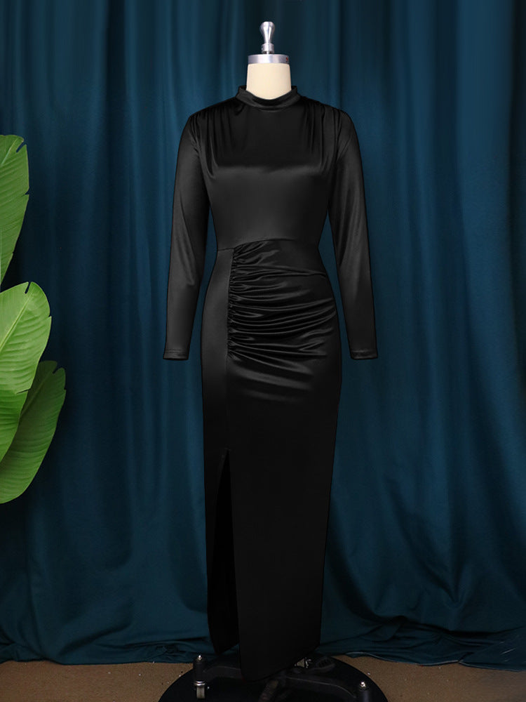 Plus Size Long Sleeve Split Maxi Dress GKEN AM220851