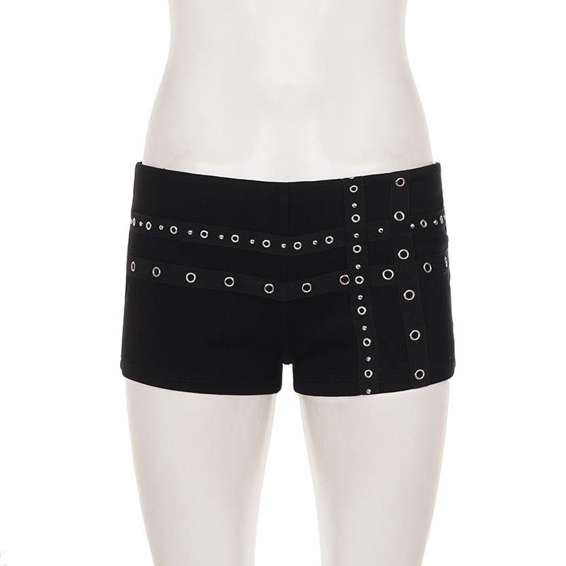 Punk Style Metal Studded Low Rise Shorts GPKJ MR49472