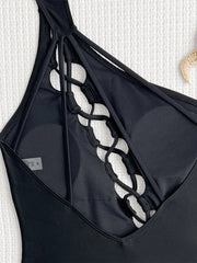 Solid Color Sexy Single Shoulder One Piece Swimsuit CASF 6590