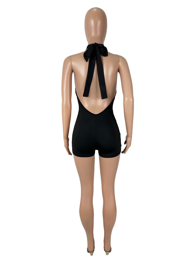 Sleeveless Backless Halterneck Romper SHD 9590