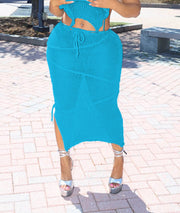 Sexy Tassel Solid Knits Skirt QXTF 8173