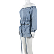 Sexy Off Shoulder Long Sleeve Denim Romper GNZD 9822