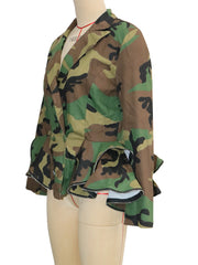 Camouflage Print Long Sleeve Coats SH 391416