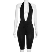 Solid Color Tie Up Halterneck Romper GDSF C26JP020