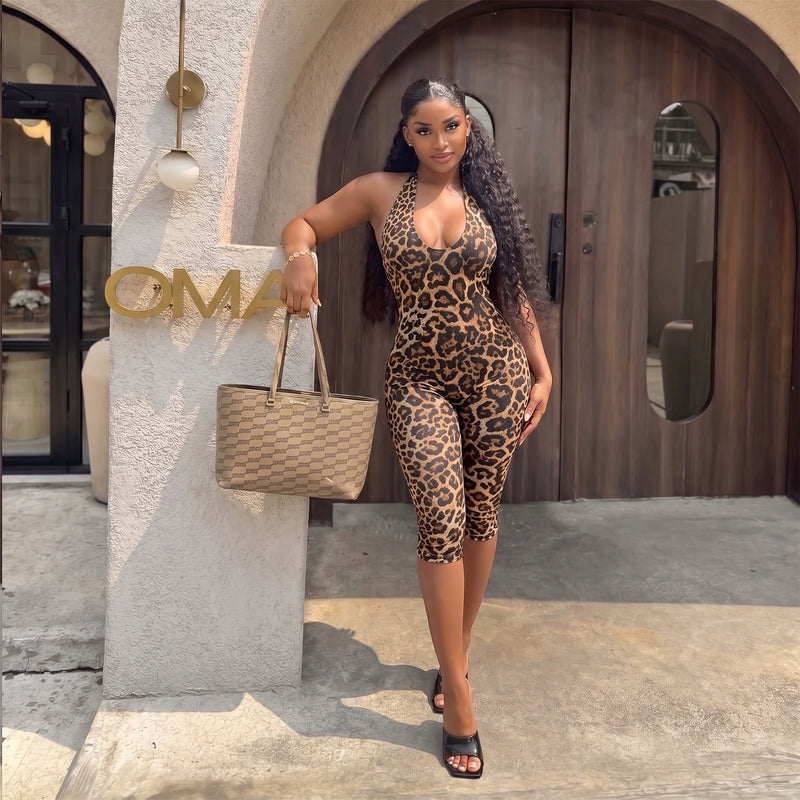 Leopard Print Backless Seventh Jumpsuit ASL 6825