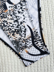 Sexy Print Cross Hollow One Piece Swimsuit CASF 6502