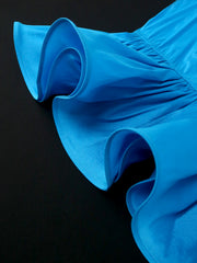 Plus Size One Shoulder Lantern Sleeve Ruffles Blouse GKEN AM030626