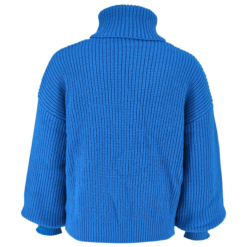 Solid Color Knits High Collar Sweater GDAM 1020