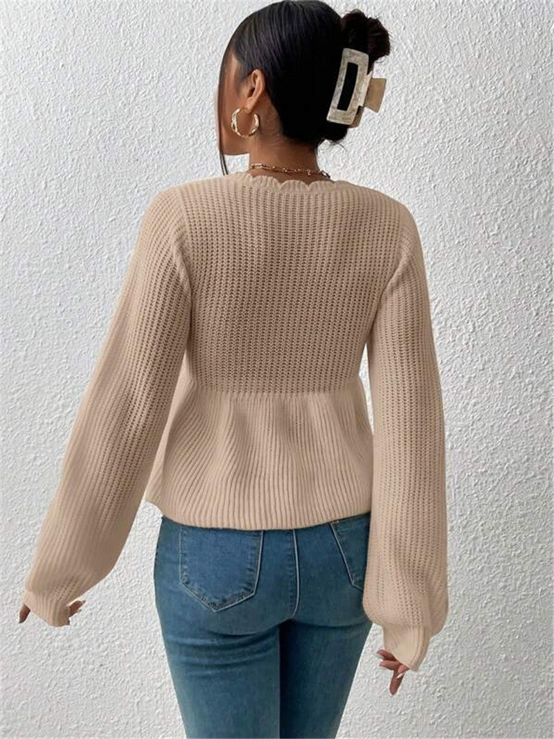 Tie Up Ruffles Knits Sweater GZYF 1058